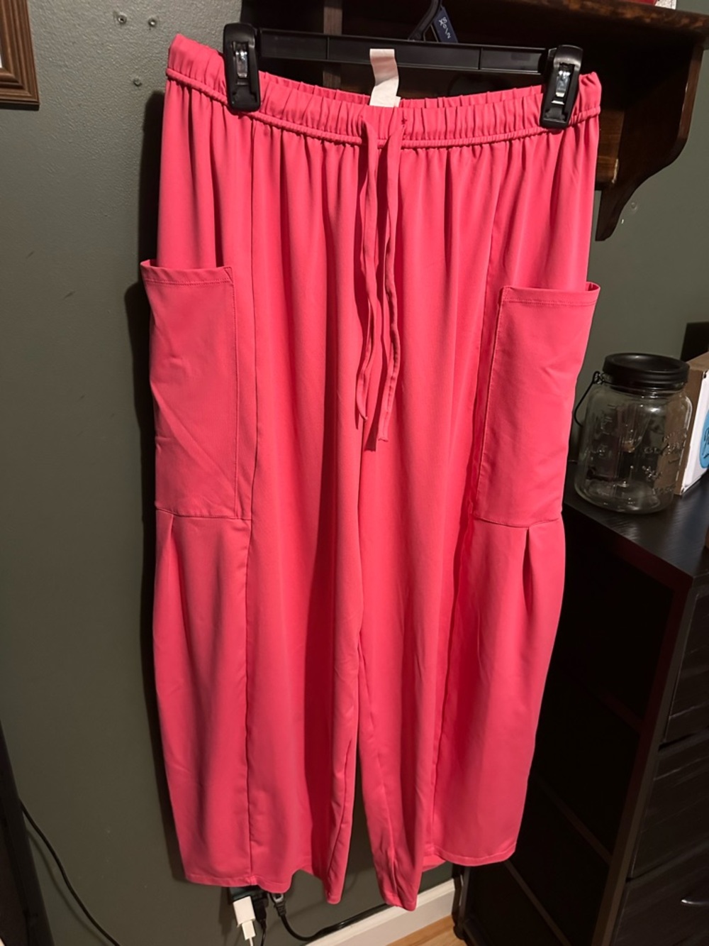 HALARA Wide-Leg Drawstring Pants in Bright Pink